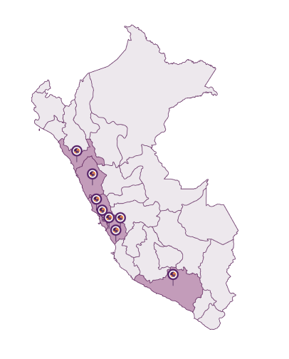 mapa-san-pablo mapa del perú con las clínicas de la red señaladas